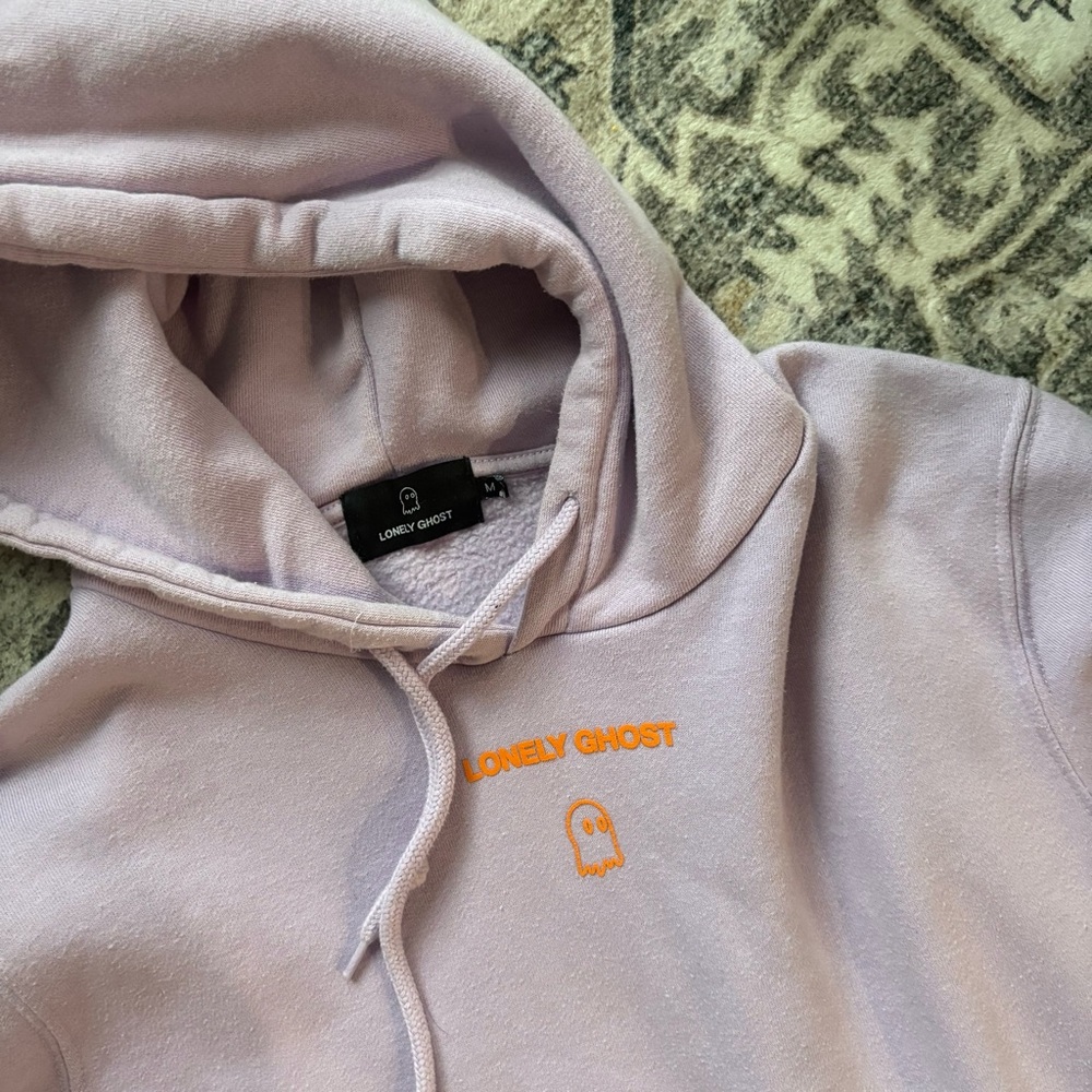 Text Me When You Get Home Lonely Ghost Purple and Orange Hoodie size M - Picture 7 of 7